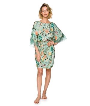 Camisón largo viscosa verde estampado vista frontal
